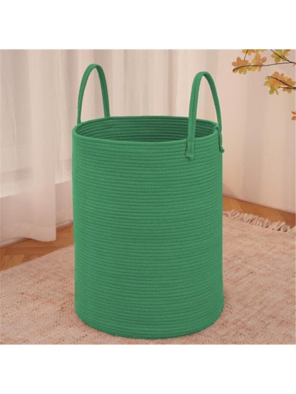 New 60L Cotton Rope Laundry Basket Hamper, Dark Green